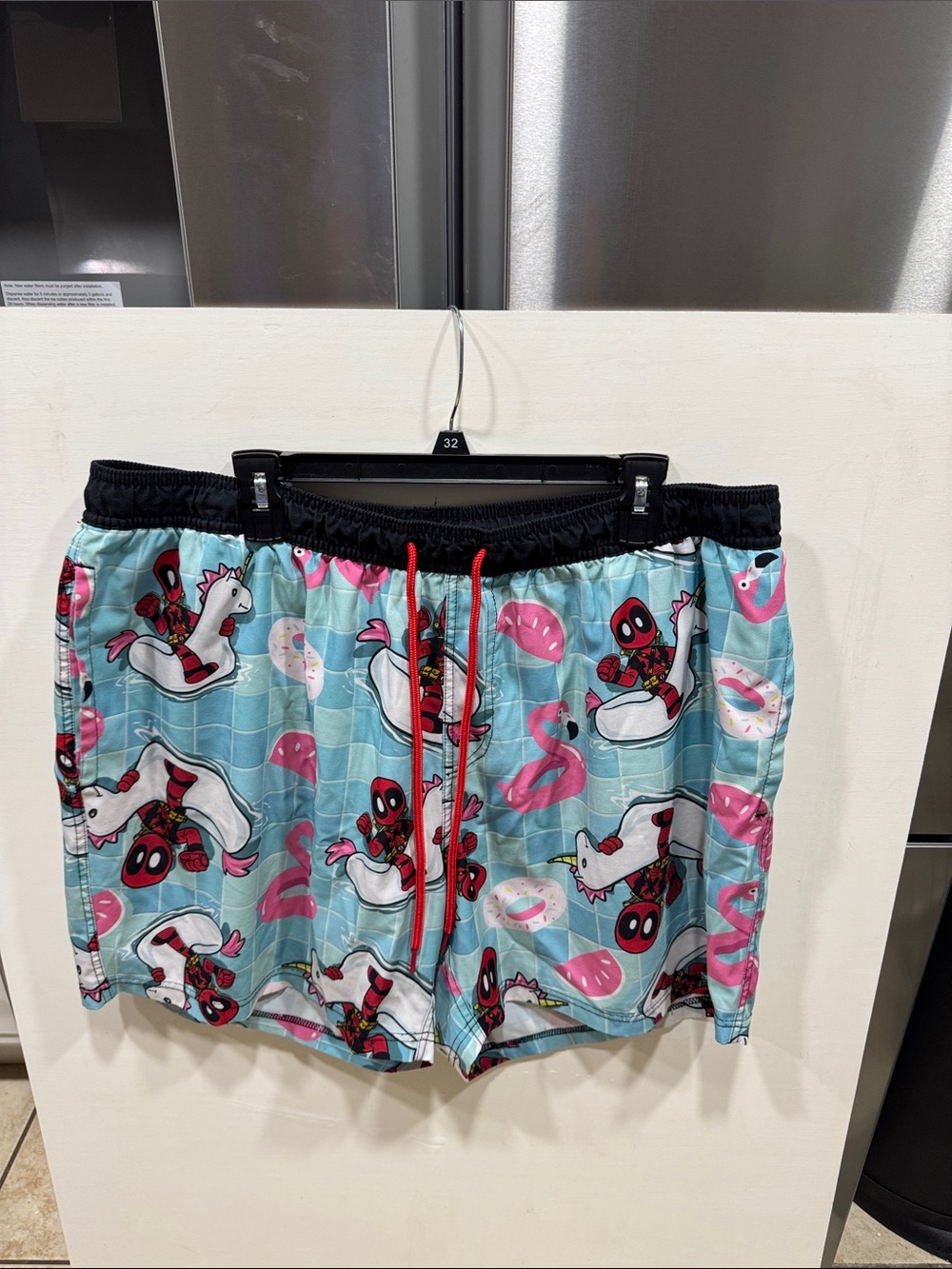 Marvel Deadpool Pool Print Swim Shorts - Aqua & Pink